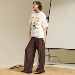 Cropp - Brązowe ażurowe spodnie - brązowy