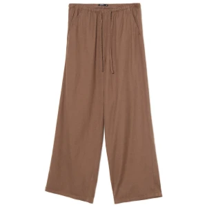 Cropp - Brązowe spodnie straight z lnem - brązowy