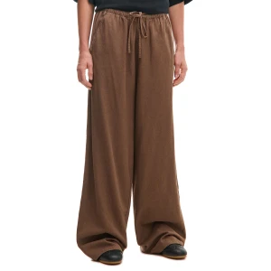 Cropp - Brązowe spodnie straight z lnem - brązowy