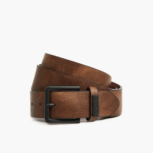 Cropp - Brązowy pasek z brandowym motywem - brązowy