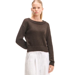 Cropp - Brązowy sweter boxy - brązowy