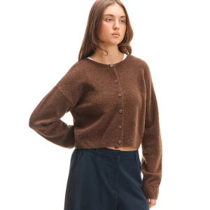 Cropp - Brązowy sweter kardigan basic - brązowy