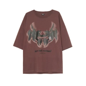 Cropp - Brązowy T-shirt z nadrukiem - brązowy