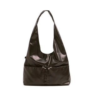 Cropp - Ciemnobrązowa torebka hobo - brązowy