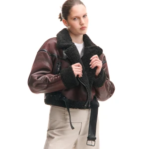 Cropp - Ciemnofioletowa kurtka ramoneska z imitacji skóry - fioletowy