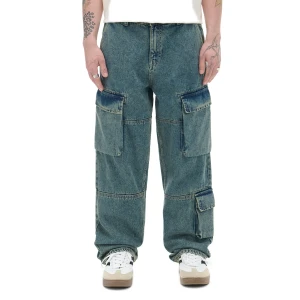 Cropp - Ciemnoniebieskie jeansy wide leg - niebieski