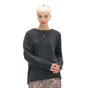 Cropp - Ciemnoszary gładki sweter - szary