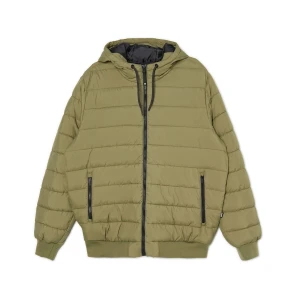 Cropp - Ciemnozielona pikowana kurtka z kapturem - zielony