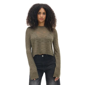 Cropp - Ciemnozielony krótki sweter - zielony