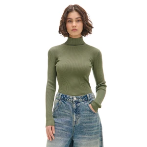 Cropp - Ciemnozielony sweter z półgolfem - zielony