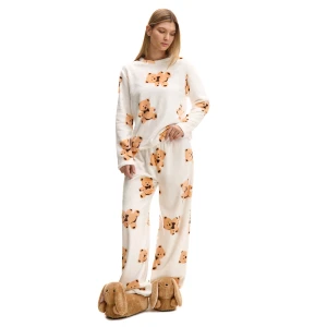 Cropp - Ciepła kremowa piżama w misie - kremowy