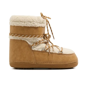 Cropp - Ciepłe botki z dekoracyjnym wiązaniem - brązowy