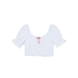 Cropp - Crop top w retro stylu - błękitny