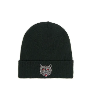 Cropp - Czapka beanie z naszywką wilka - szary