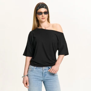 Cropp - Czarna asymetryczna bluzka - czarny