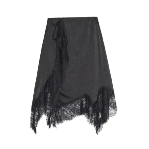 Cropp - Czarna asymetryczna spódnica z koronką - czarny