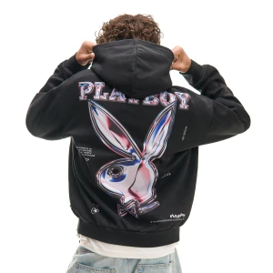 Cropp - Czarna bluza hoodie Playboy - czarny