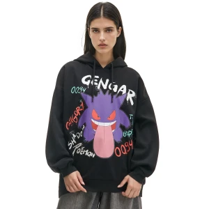 Cropp - Czarna bluza hoodie z Pokémonem Gengarem - czarny