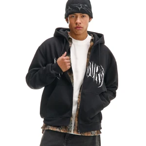 Cropp - Czarna bluza hoodie z rogami - czarny