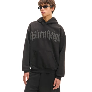 Cropp - Czarna bluza hoodie z tekstową naszywką - czarny