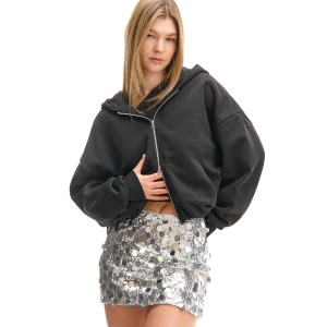 Cropp - Czarna bluza z elastycznym dołem - czarny