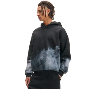 Cropp - Czarna bluza z kapturem i motywem dymu - czarny