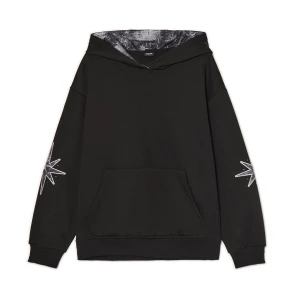 Cropp - Czarna bluza z kapturem i motywem gwiazd - czarny