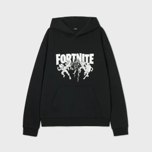 Cropp - Czarna bluza z kapturem i nadrukiem Fortnite - czarny