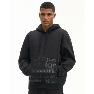 Cropp - Czarna bluza z kapturem i napisami - czarny