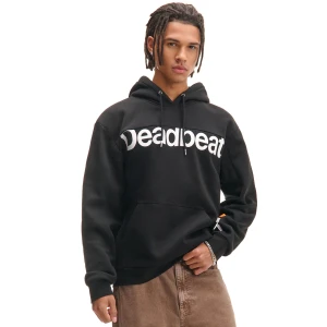 Cropp - Czarna bluza z kapturem i napisem - czarny