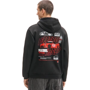 Cropp - Czarna bluza z kapturem i racingowym motywem - czarny