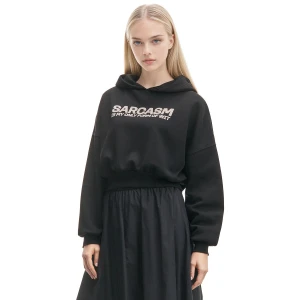 Cropp - Czarna bluza z kapturem i sloganem - czarny