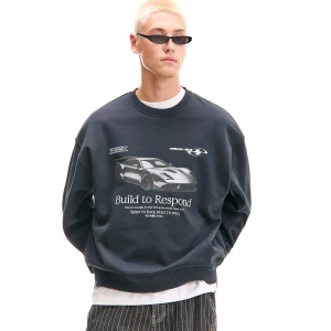 Cropp - Czarna bluza z motywem samochodu - szary