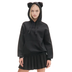 Cropp - Czarna bluza z uszami kota - czarny