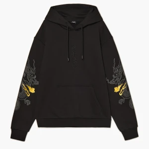 Cropp - Czarna bluza ze smokami na rękawach - czarny