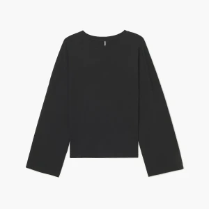 Cropp - Czarna bluzka kimono z długimi rękawami - czarny
