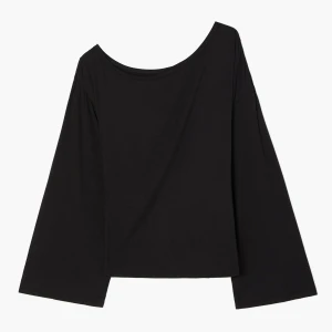 Cropp - Czarna bluzka oversize z opadającym ramieniem - czarny