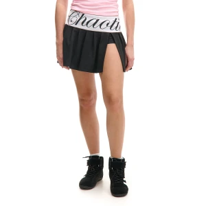 Cropp - Czarna dresowe spódnico-spodenki z napisem - czarny