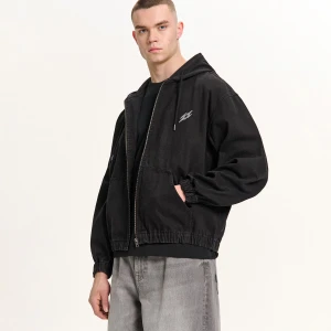 Cropp - Czarna jeansowa kurtka z efektem sprania - czarny