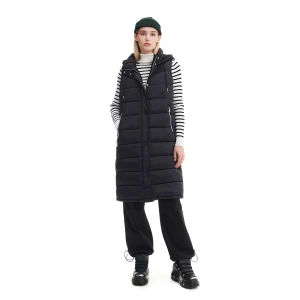 Cropp - Czarna kamizelka puffer z kapturem - czarny