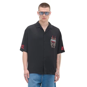 Cropp - Czarna koszula z krótkim rękawem - czarny