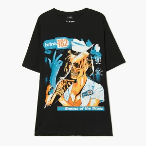 Cropp - Czarna koszulka Blink-182 - czarny