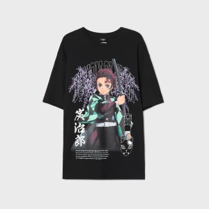 Cropp - Czarna koszulka Demon Slayer: Kimetsu no Yaiba - czarny