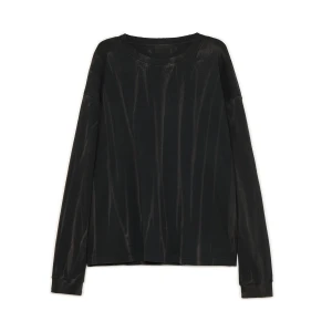 Cropp - Czarna koszulka longsleeve z efektem acid wash - czarny