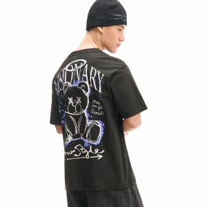 Cropp - Czarna koszulka z autorskim nadrukiem - czarny