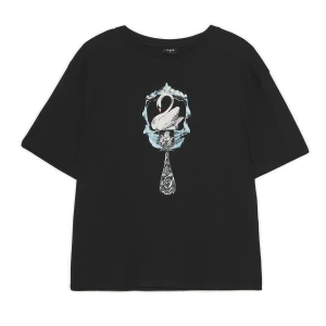 Cropp - Czarna koszulka z baśniowym motywem - czarny