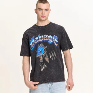 Cropp - Czarna koszulka z efektem sprania - czarny