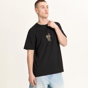 Cropp - Czarna koszulka z haftowanym jamnikiem - czarny