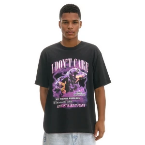 Cropp - Czarna koszulka z jamnikami - czarny