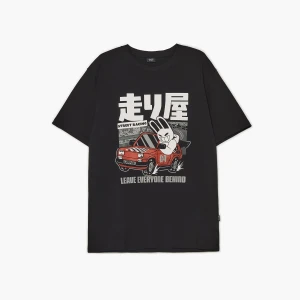 Cropp - Czarna koszulka z japońskim motywem - czarny